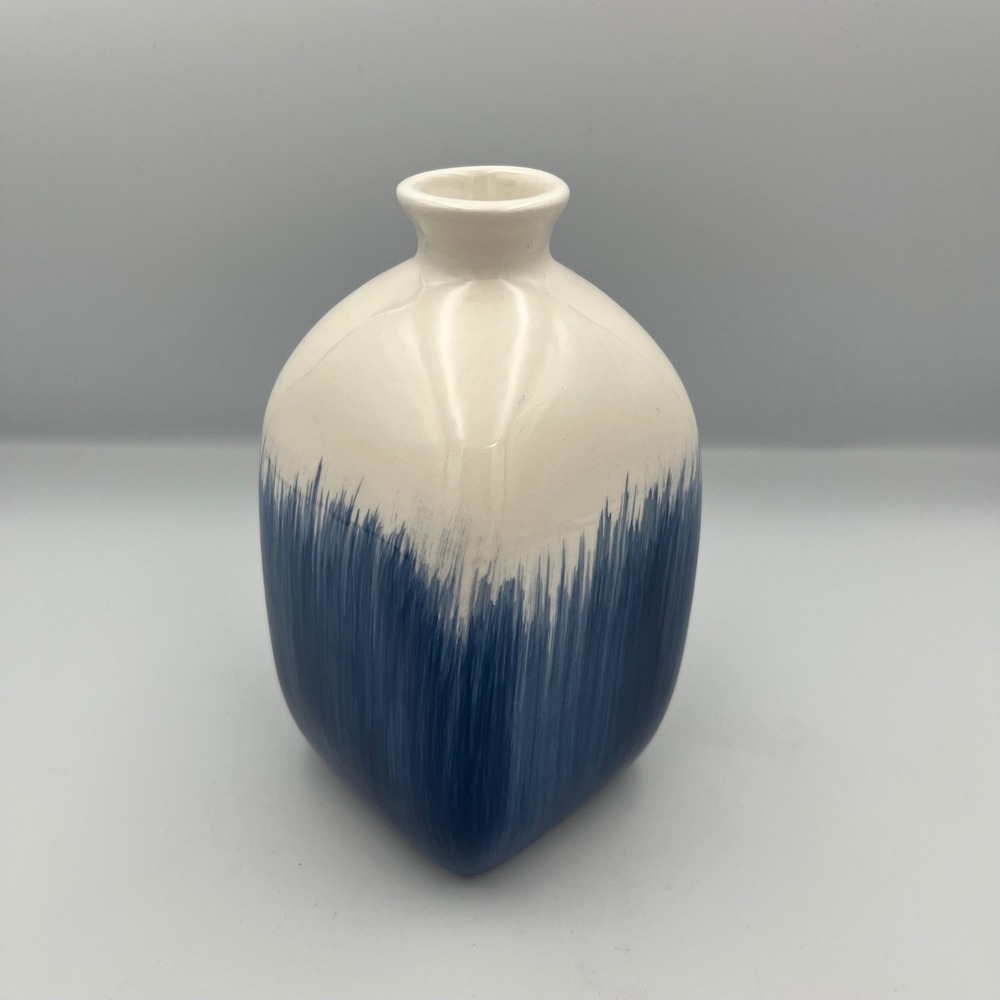 Youngs Inc Vase Ceramic Blue White‎ Abstract Brushstroke Design Home Decor